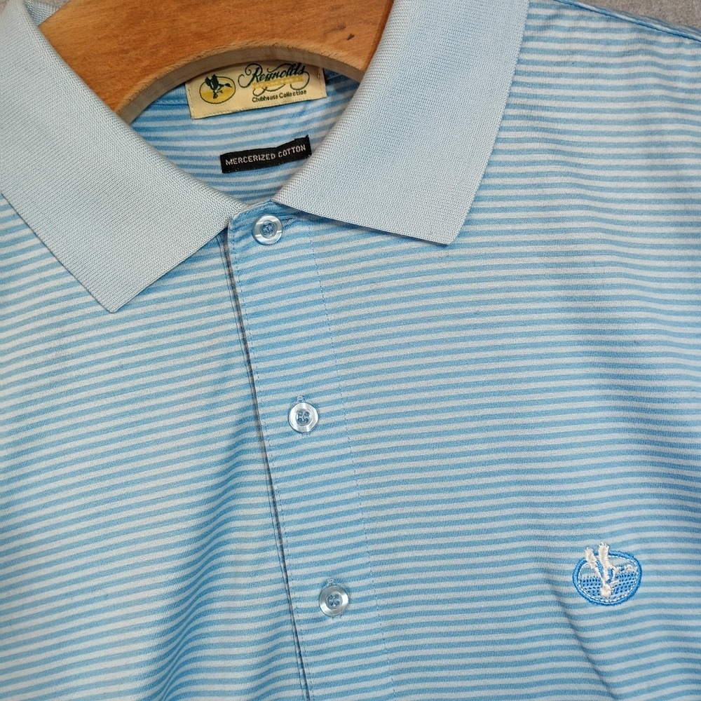 Reynolds Plantation VTG Clubhouse Collection Men's L Blue Stripe Y2K Duck Logo